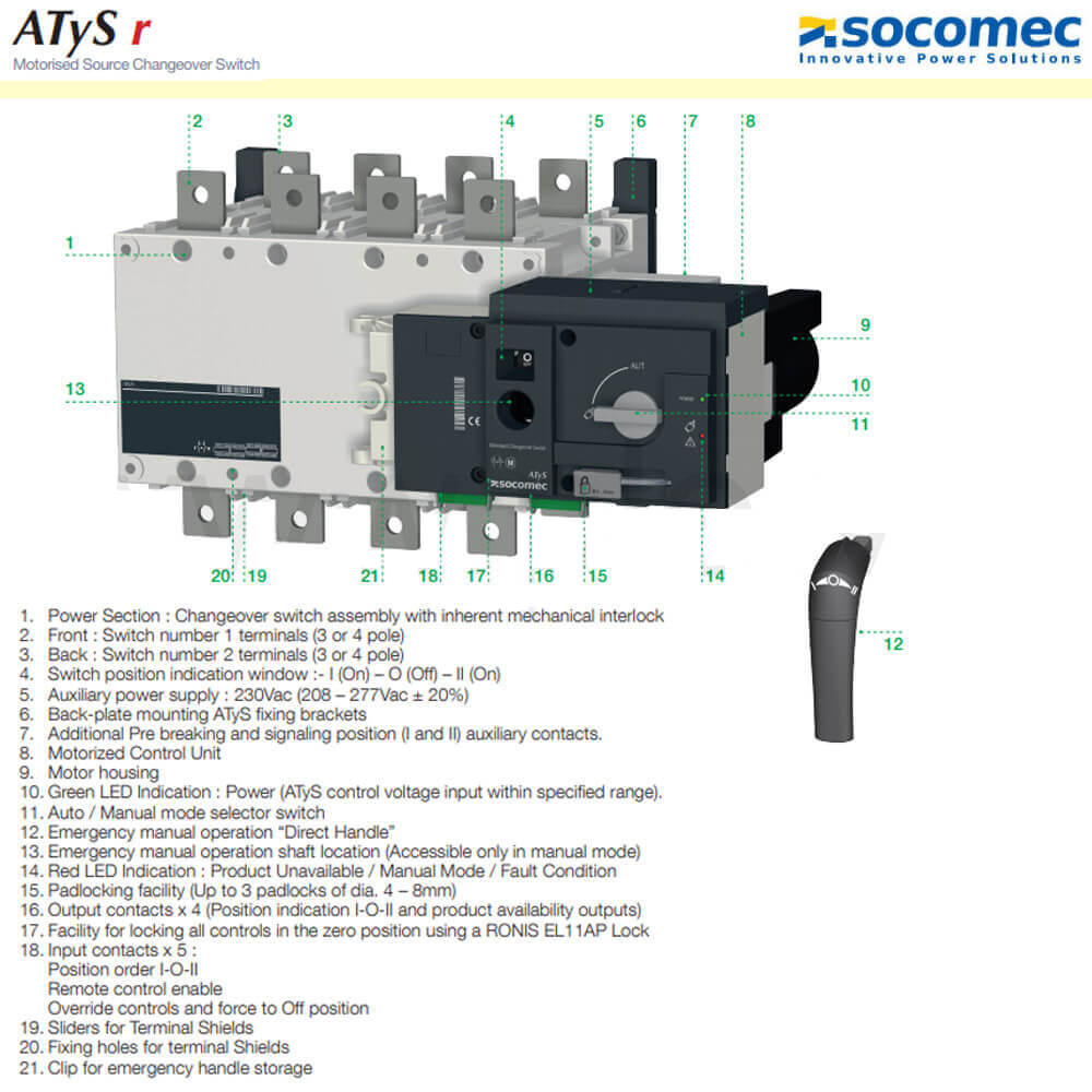 រចនាសម្ព័ន្ធ ឧបករណ៍ប្តូរថាមពលដោយស្វ័យប្រវត្តិ ATS R-95234120 4P 1250A 415VAC