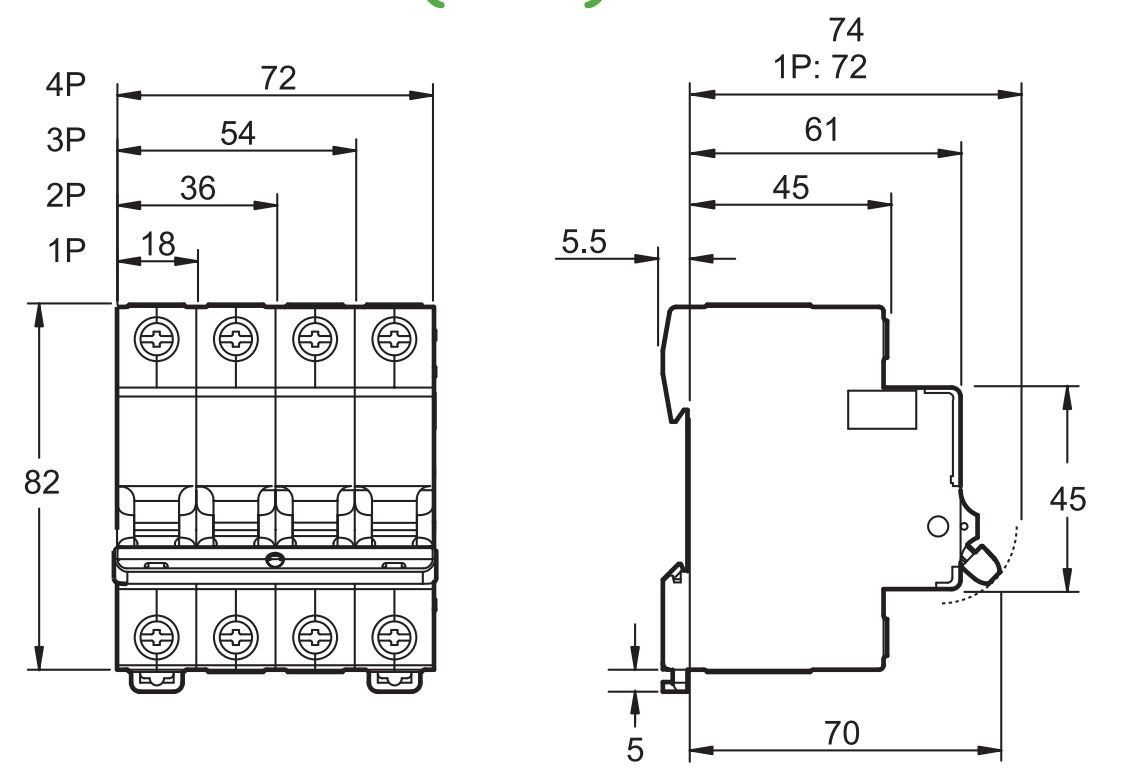 ទំហំ : MCB Easy9 EZ9F56125 Schneider