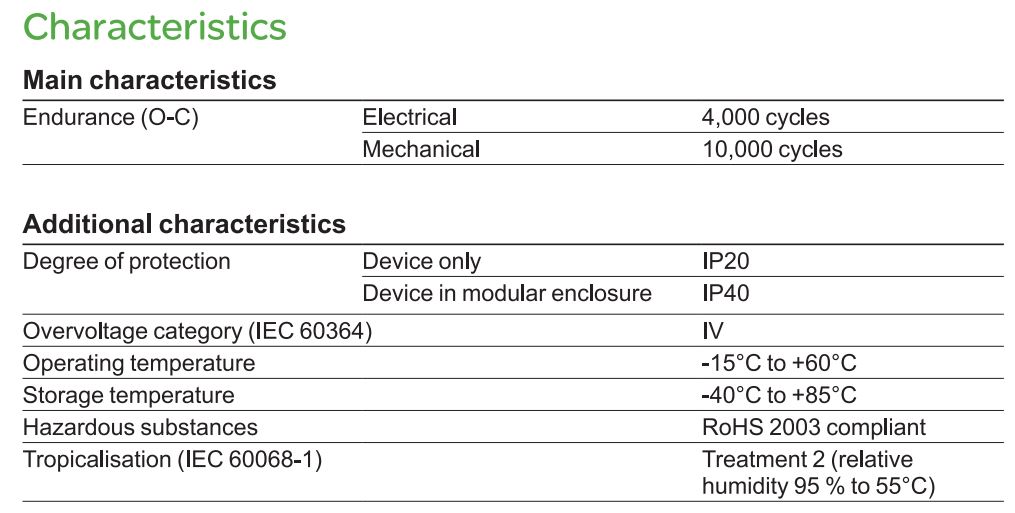 លក្ខណៈបច្ចេកទេស : RCBO Easy9 EZ9D34620 Schneider