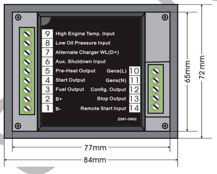 រចនាសម្ព័ន្ធ និង ទំហំ Automatic Control Module - Module បញ្ជាម៉ាសីភ្លើង Smartgen HGM180HC