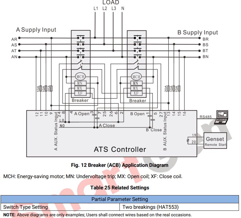 របៀបភ្ជាប់ / ដ្យាក្រាមតភ្ជាប់ ATS controller ឧបករណ៍បញ្ជា ATS HAT553 Smartgen
