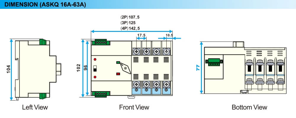 ខ្នាត ATS Aisikai ASKQ1-63A 2P