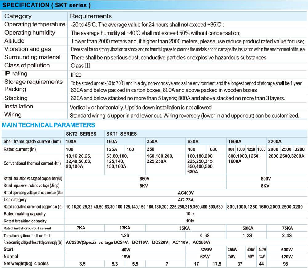 លក្ខណៈបច្ចេកទេស ATS Aisikai SKT2-80A 4P