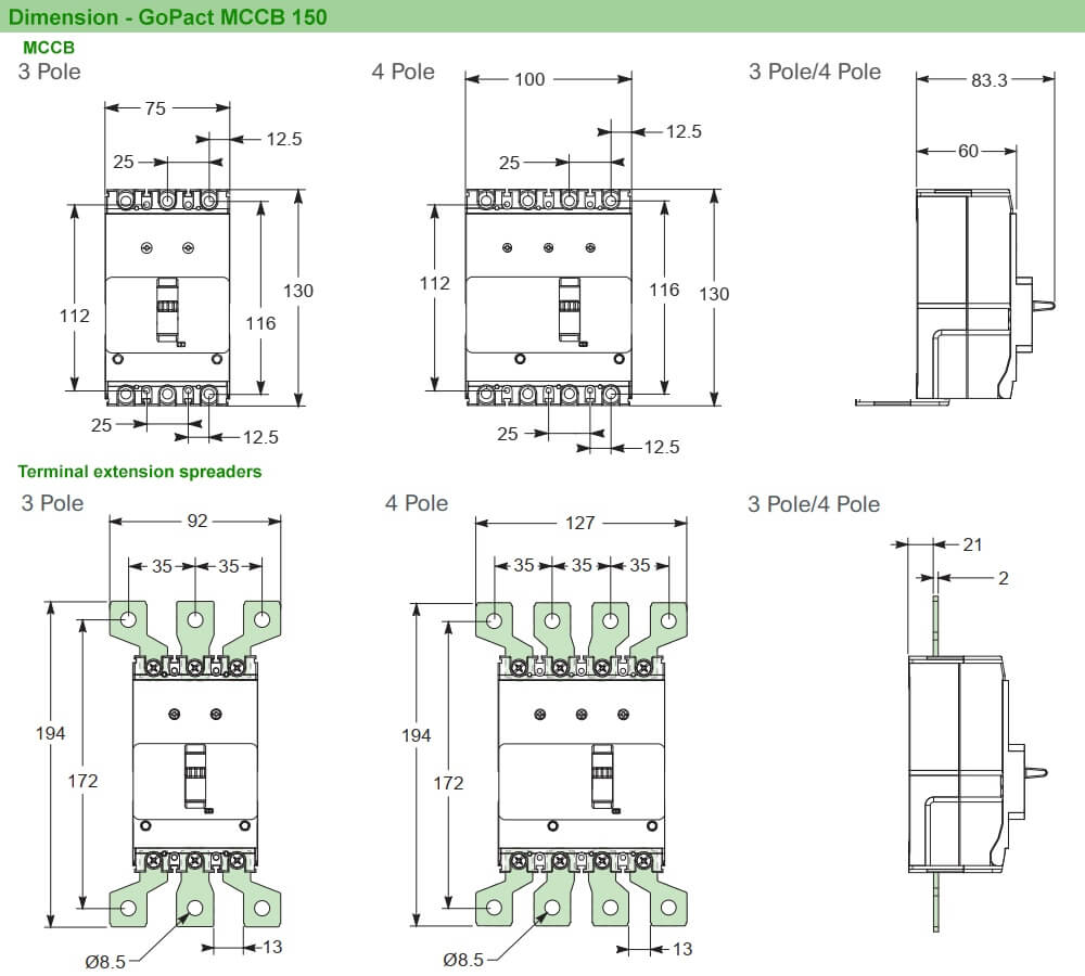 ទំហំ : MCCB GoPact G12T3A80