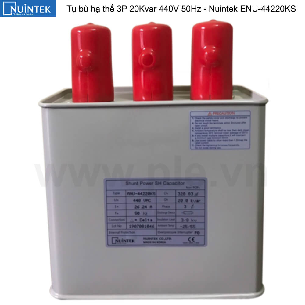 Capacitor Nuintek ENU-44220KS : កុងដុងជ្រុង 3P 20Kvar 440V 50Hz