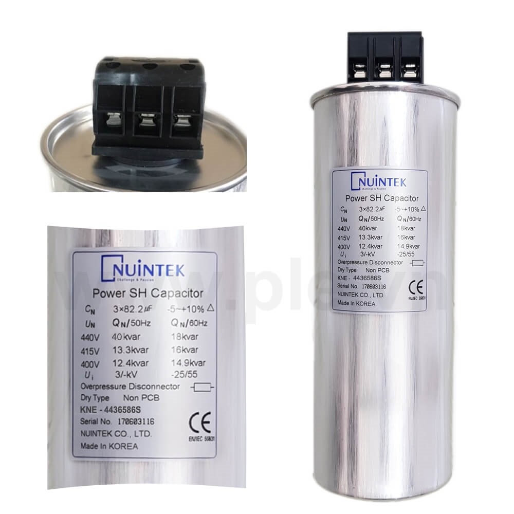 Capacitor Nuintek KNE-4436586S : ប្រភេទស្ងួត 3P 40Kvar 440V 50Hz