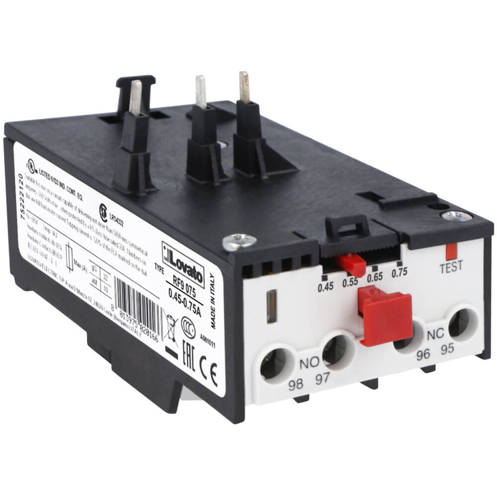 Lovato 11RF9075: Thermal Overload Relay 0.45-0.75A relayកំដៅ