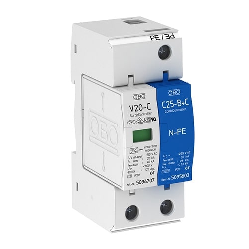 OBO V20-C/1+NPE-280 : ការពាររន្ទះរាលដាល ១ហ្វា 230V, Imax 40kA