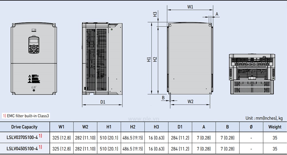 ទំហំ LS LSLV0370S100-4CONDS អាំងវឺរទ័រ 3P 37/45kW  400V