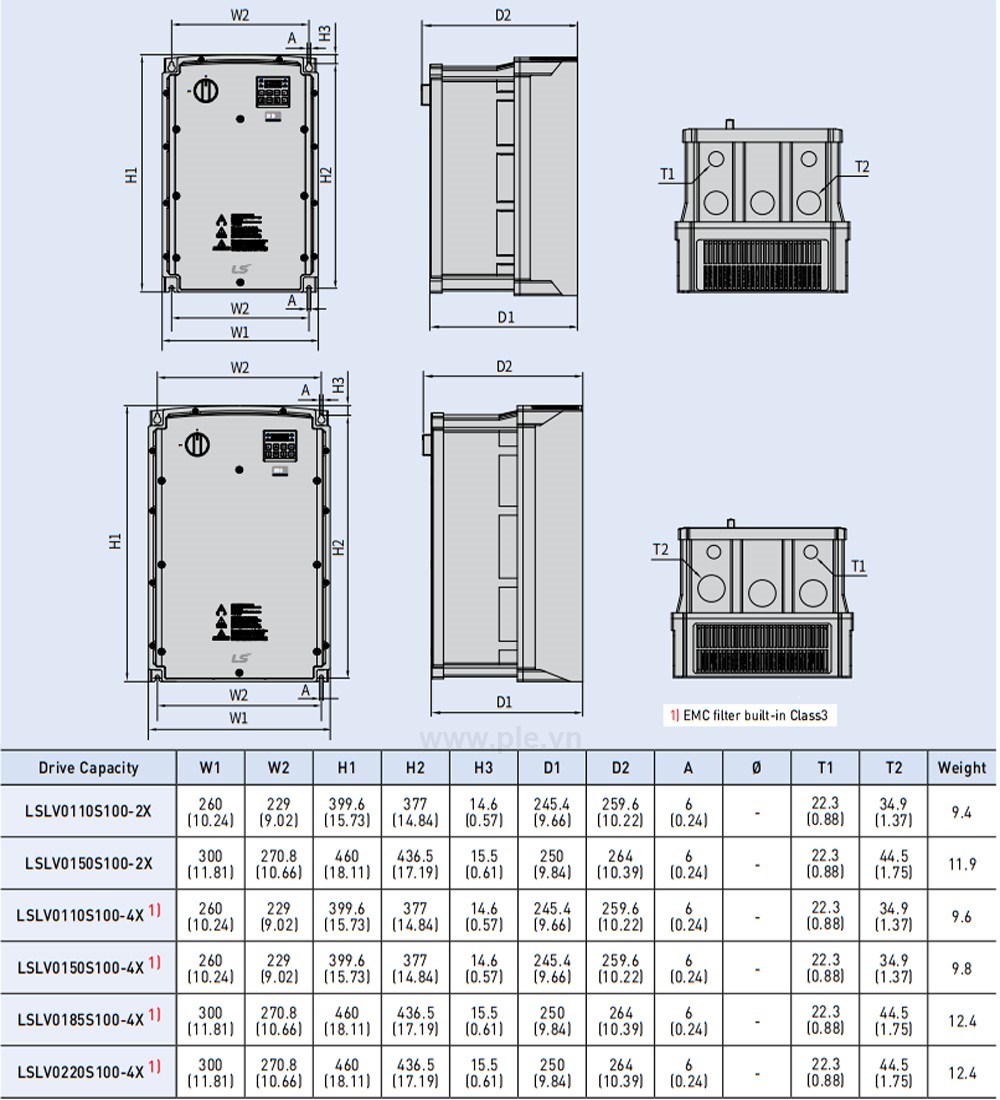 ទំហំ LS LSLV0185S100-4EXNNS អាំងវឺរទ័រ 3P 18.5/22kW  400V