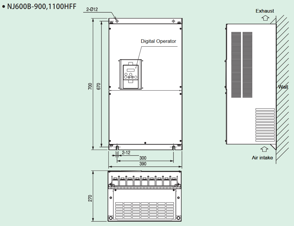 ទំហំ អាំងវឺរទ័រHitachi NJ600B-1100HFF 110 kW 150 HP