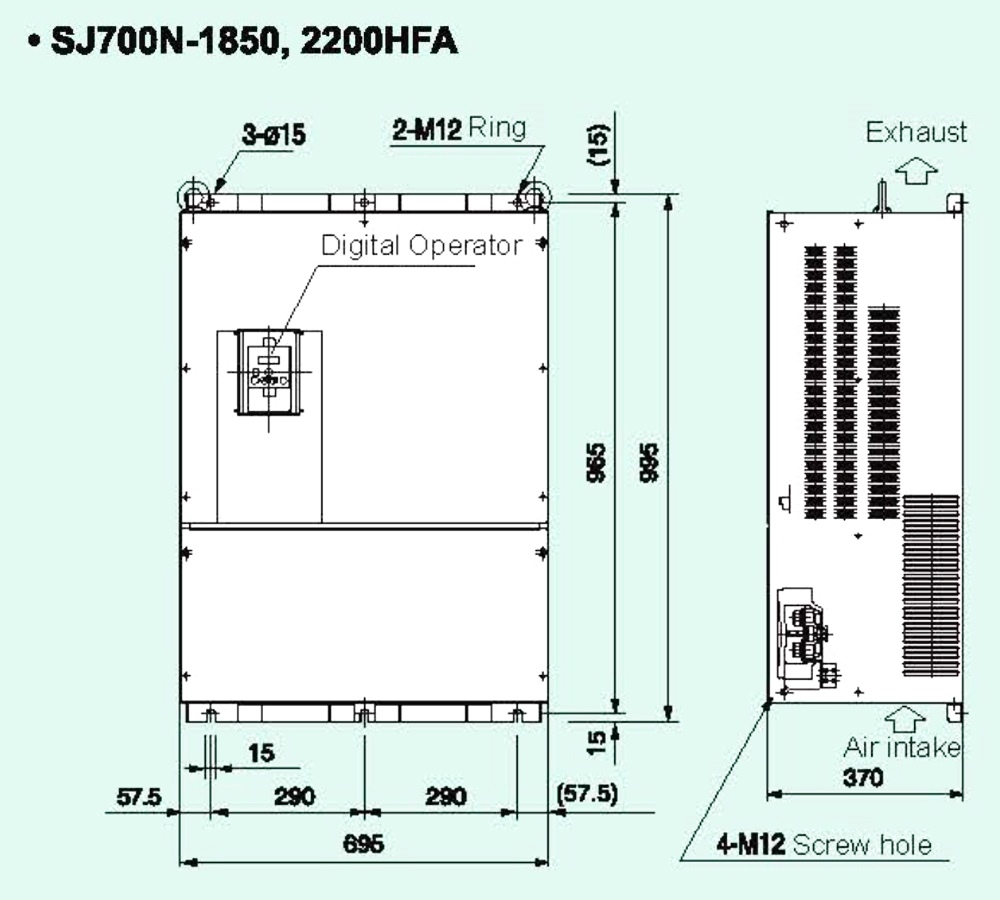 ទំហំ អាំងវឺរទ័រHitachi SJ700N-2200HFA 220 kW 300 HP