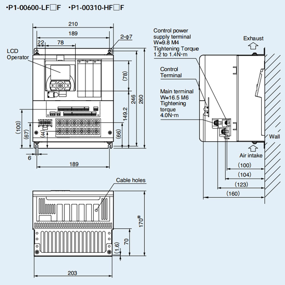 ទំហំ អាំងវឺរទ័រHitachi P1-00310HFEF 11 kW 15 HP