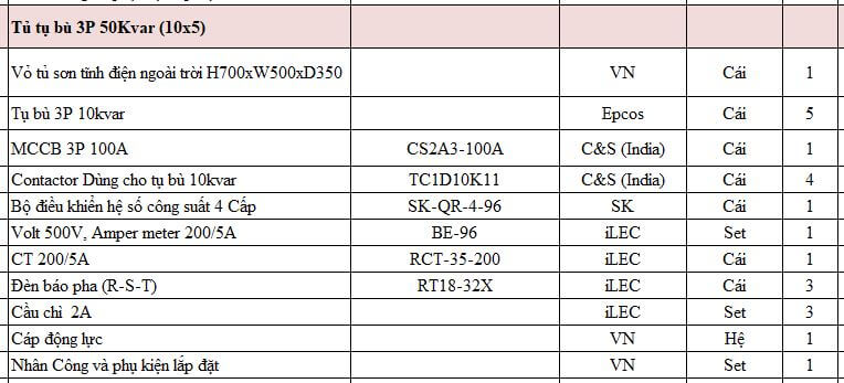 ការកំណត់រចនាសម្ព័នកុងដុង 50kvar