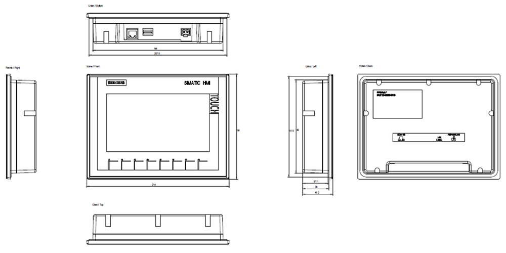 Kích thước Siemens Simatic 6AV2123-2GB03-0AX0 : Màn hình Simatics HMI