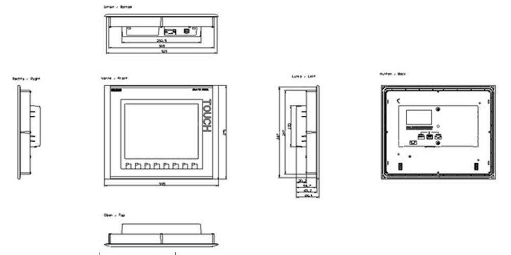 Kích thước Siemens Simatic 6AV6647-0AE11-3AX0 : Màn hình Simatics HMI