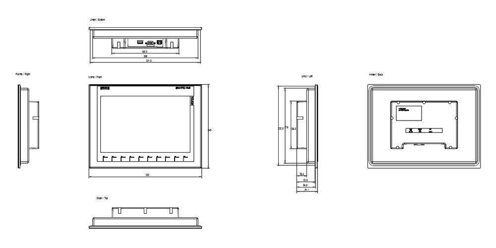 Kích thước Siemens Simatic 6AV2123-2MA03-0AX0 : Màn hình Simatics HMI