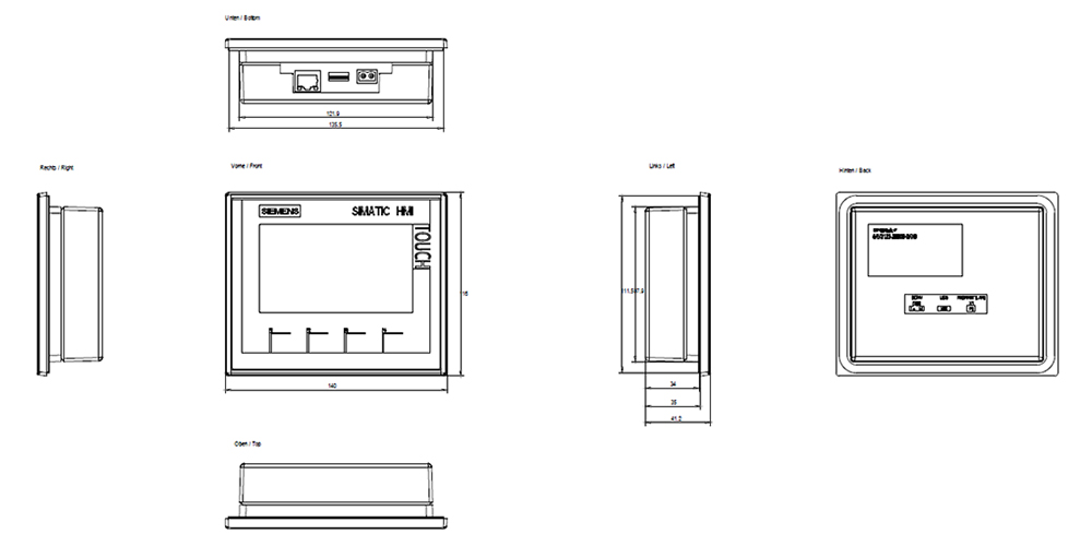 Kích thước Siemens Simatic 6AV2123-2DB03-0AX0 : Màn hình Simatics HMI