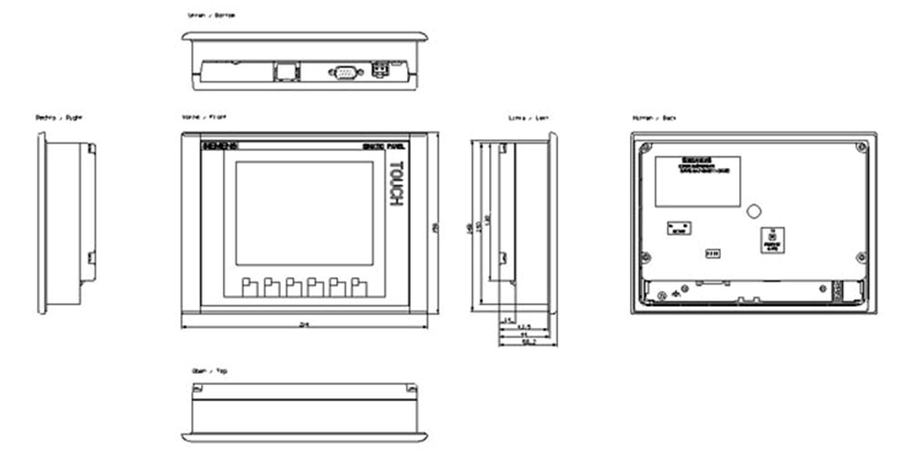 Kích thước Siemens Simatic 6AV6647-0AB11-3AX0 : Màn hình Simatics HMI