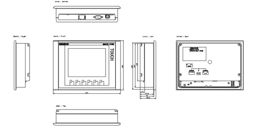 Kích thước Siemens Simatic 6AV6647-0AC11-3AX0 : Màn hình Simatics HMI