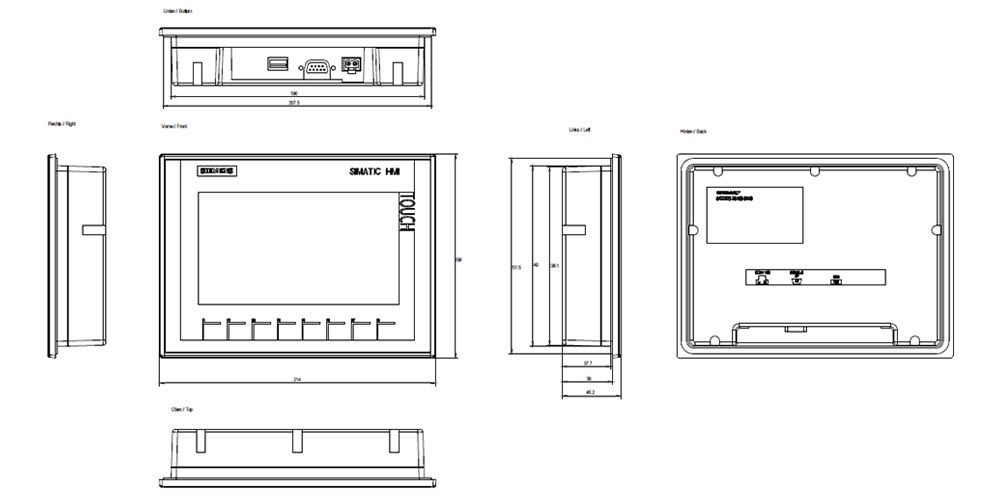 Kích thước Siemens Simatic 6AV2123-2GA03-0AX0 : Màn hình Simatics HMI