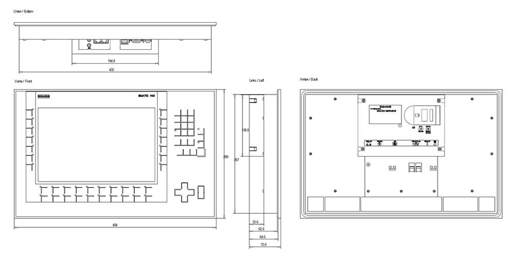 Kích thước Siemens Simatic 6AV2124-1MC01-0AX0 : Màn hình Simatics HMI