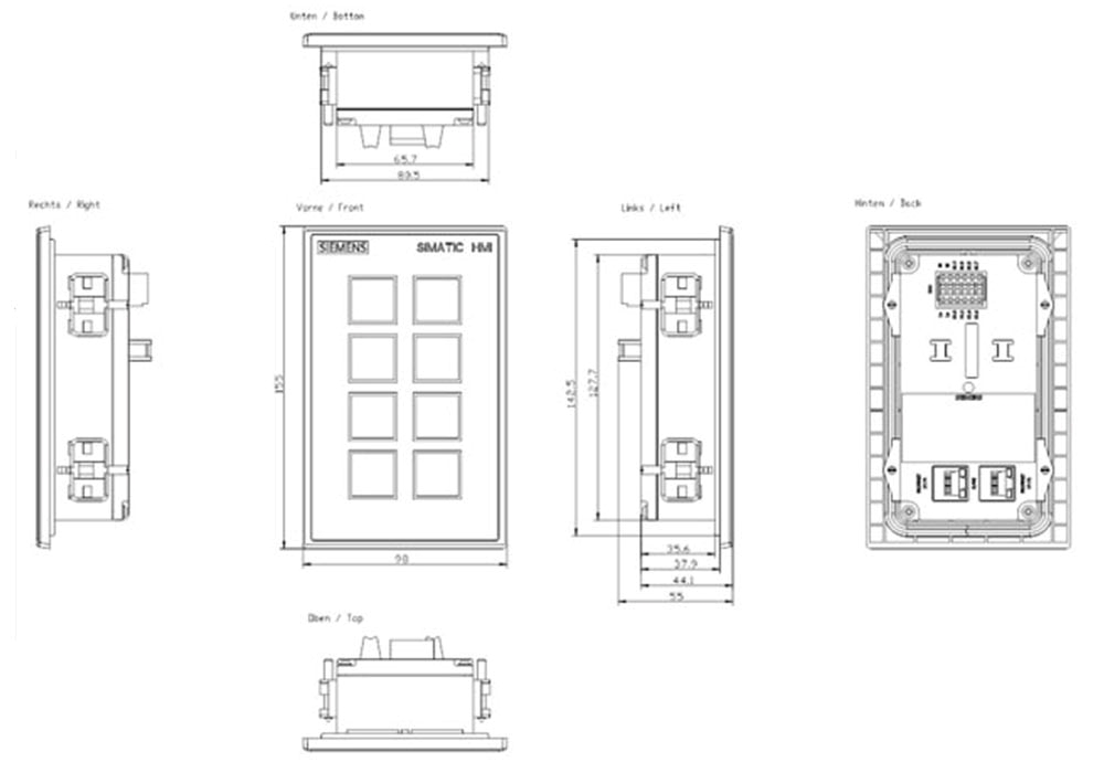 Kích thước Siemens Simatic 6AV3688-3AY36-0AX0 : Màn hình Simatics HMI