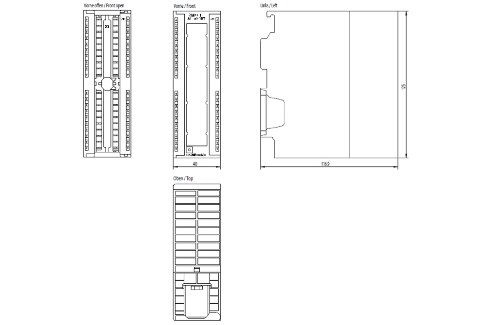Kích thước Siemens Simatic 6ES7331-7PF01-0AB0 : Mô đun SM331 Simatics S7-300