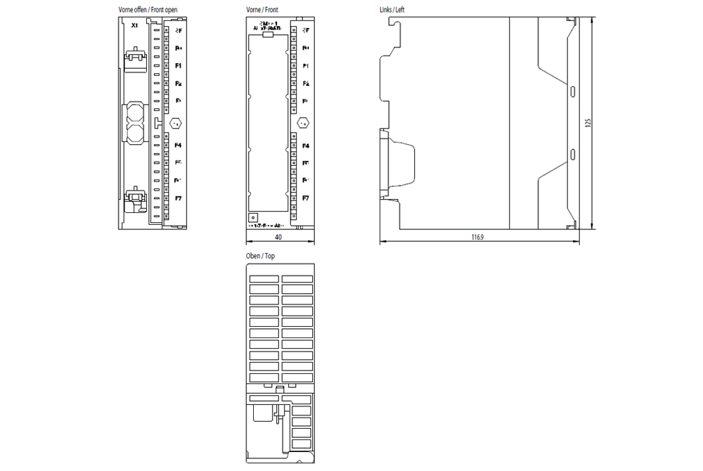 Kích thước Siemens Simatic 6ES7331-7SF00-0AB0 : Mô đun SM331 Simatics S7-300