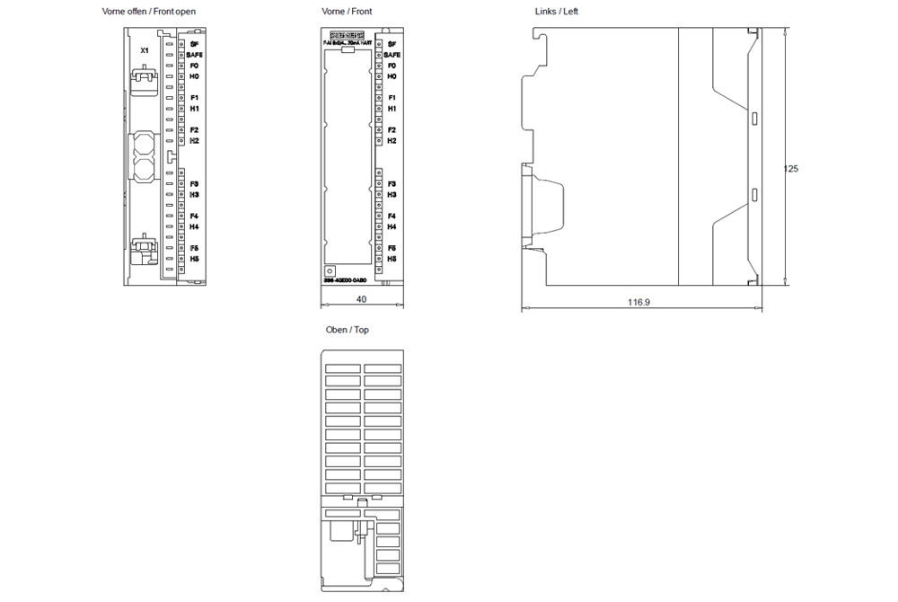 Kích thước Siemens Simatic 6ES7336-4GE00-0AB0 : Mô đun SM336 Simatics S7-300