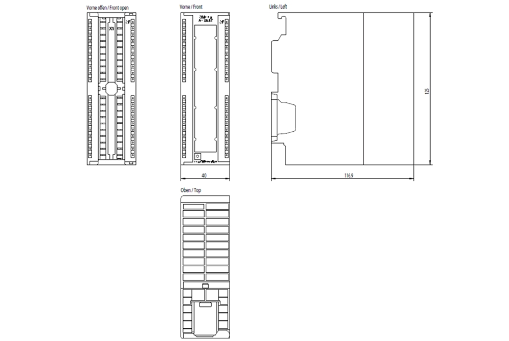 Kích thước Siemens Simatic 6ES7332-5HF00-0AB0 : Mô đun SM332 Simatics S7-300
