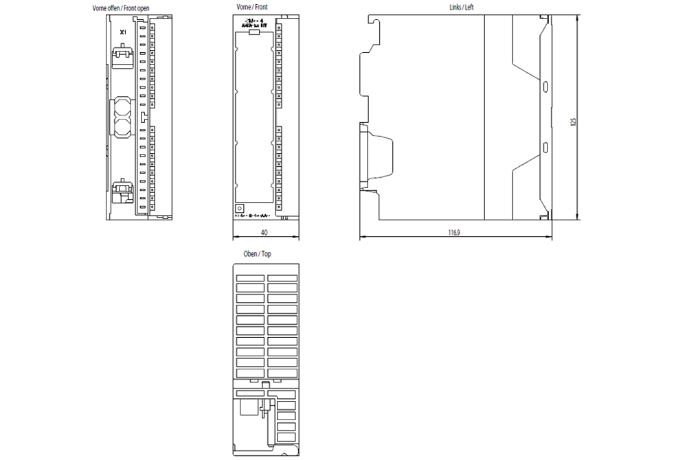 Kích thước Siemens Simatic 6ES7334-0CE01-0AA0 : Mô đun SM334 Simatics S7-300