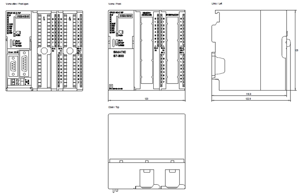 Kích thước Siemens Simatic 6ES7314-6BH04-0AB0 : Bộ xử lý trung tâm 314-2 PTP Simatics S7-300