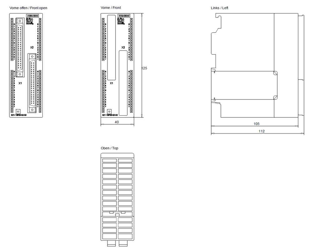 Kích thước Siemens Simatic 6ES7321-1BP00-0AA0 : Mô đun kết nối SM321 Simatics S7-300