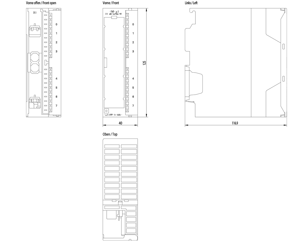 Kích thước Siemens Simatic 6ES7326-1BK02-0AB0 : Mô đun kết nối SM326 Simatics S7-300