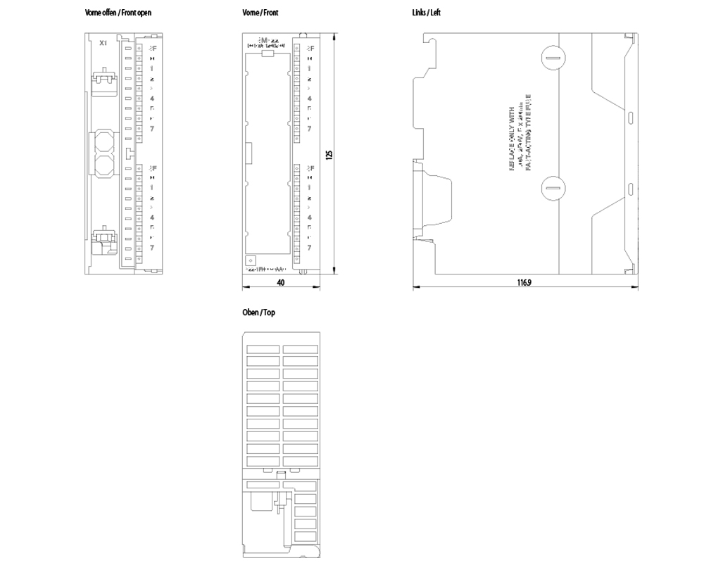 Kích thước Siemens Simatic 6ES7322-1FH00-0AA0 : Mô đun kết nối SM322 Simatics S7-300