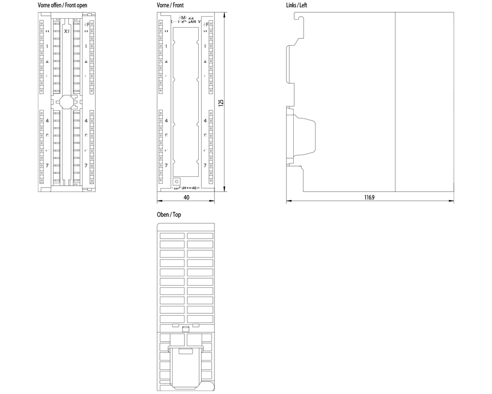 Kích thước Siemens Simatic 6ES7322-5GH00-0AB0 : Mô đun kết nối SM322 Simatics S7-300