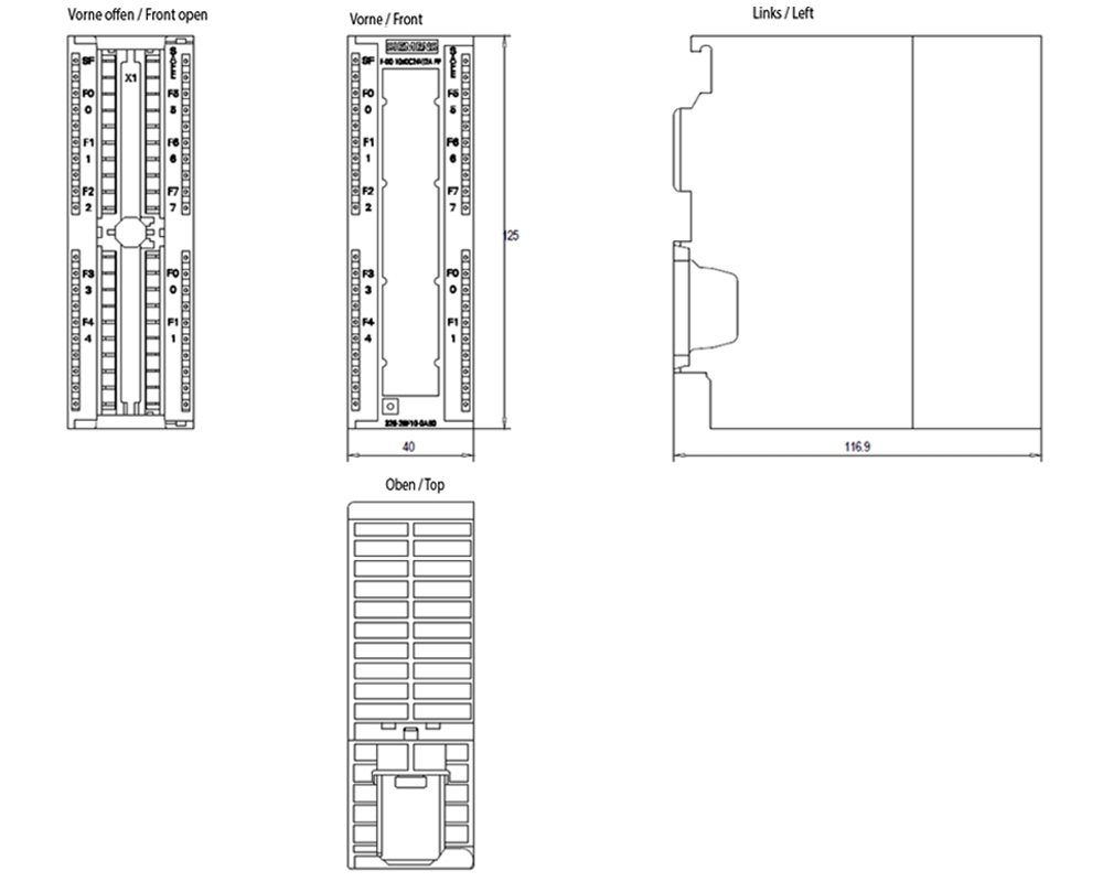 Kích thước Siemens Simatic 6ES7326-2BF10-0AB0 : Mô đun kết nối SM326 Simatics S7-300