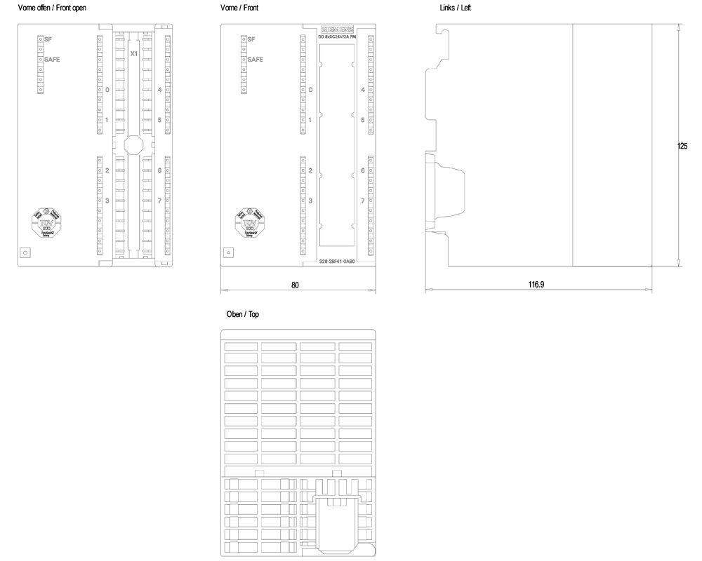 Kích thước Siemens Simatic 6ES7326-2BF41-0AB0 : Mô đun kết nối SM326 Simatics S7-300