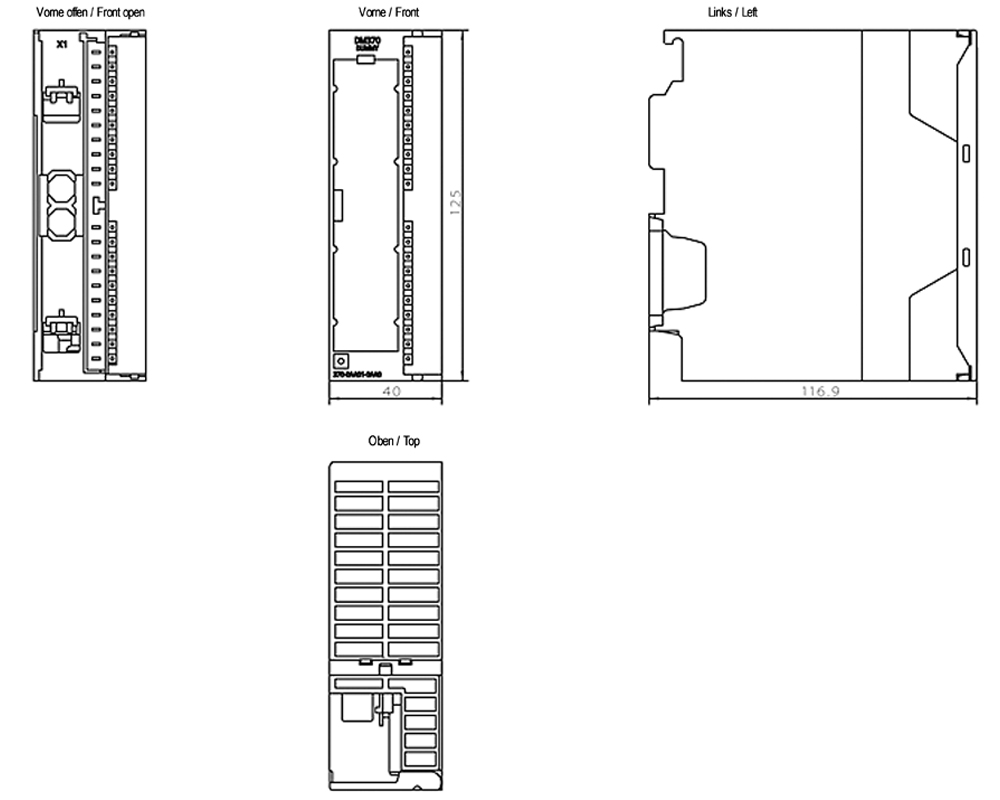 Kích thước Siemens Simatic 6ES7352-5AH01-0AE0 : Mô đun FM352 Simatics S7-300