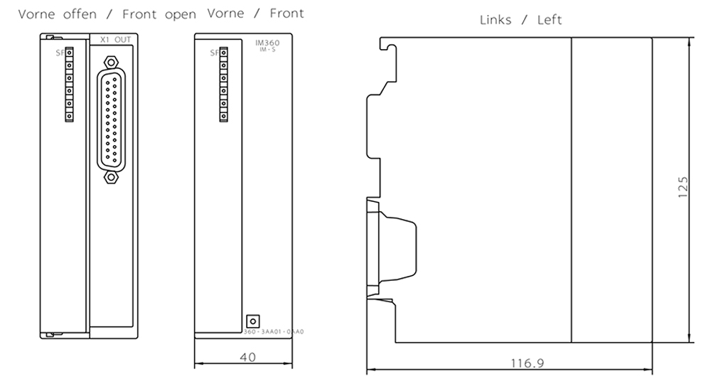 Kích thước Siemens Simatic 6ES7365-0BA01-0AA0 : Mô đun giao tiếp IM365 Simatics S7-300