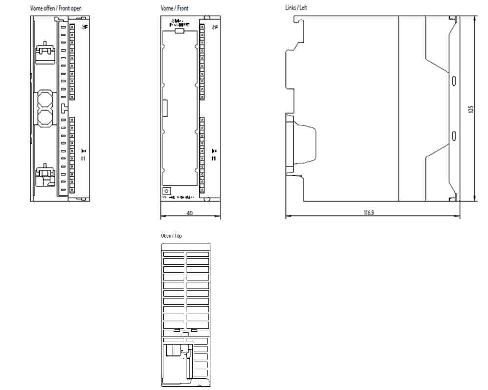 Kích thước Siemens Siplus 6AG1331-7KF02-2AB0 : Mô đun đầu vào SM331 Siplus S7-300