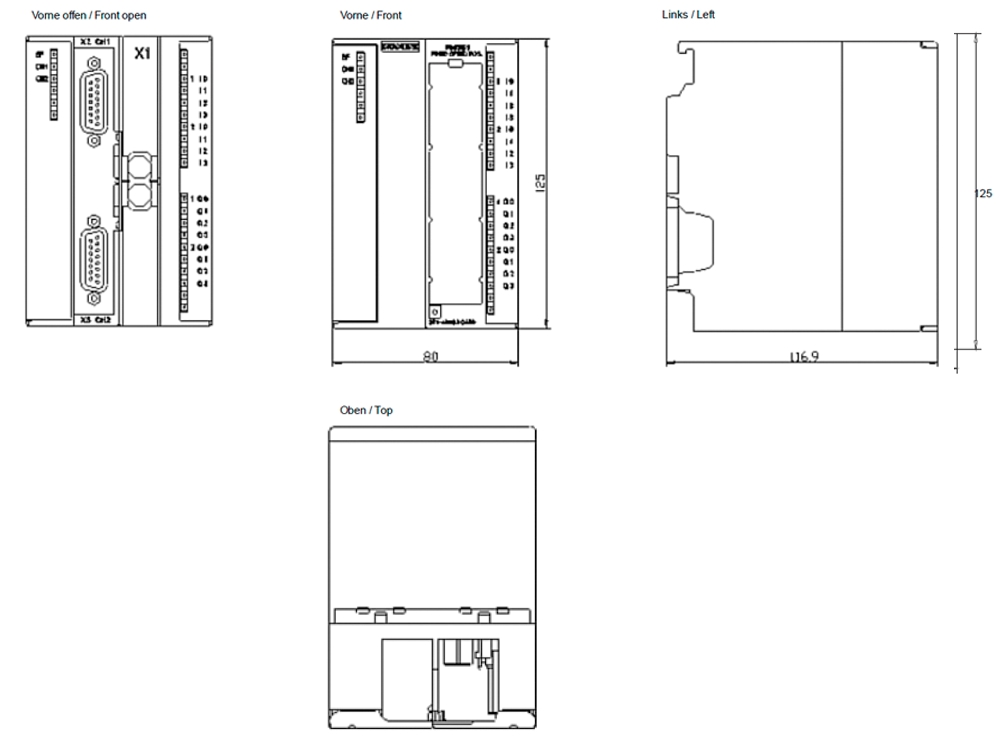 Kích thước Siemens Simatic 6ES7351-1AH02-0AE0 : Mô đun position Simatics S7-300