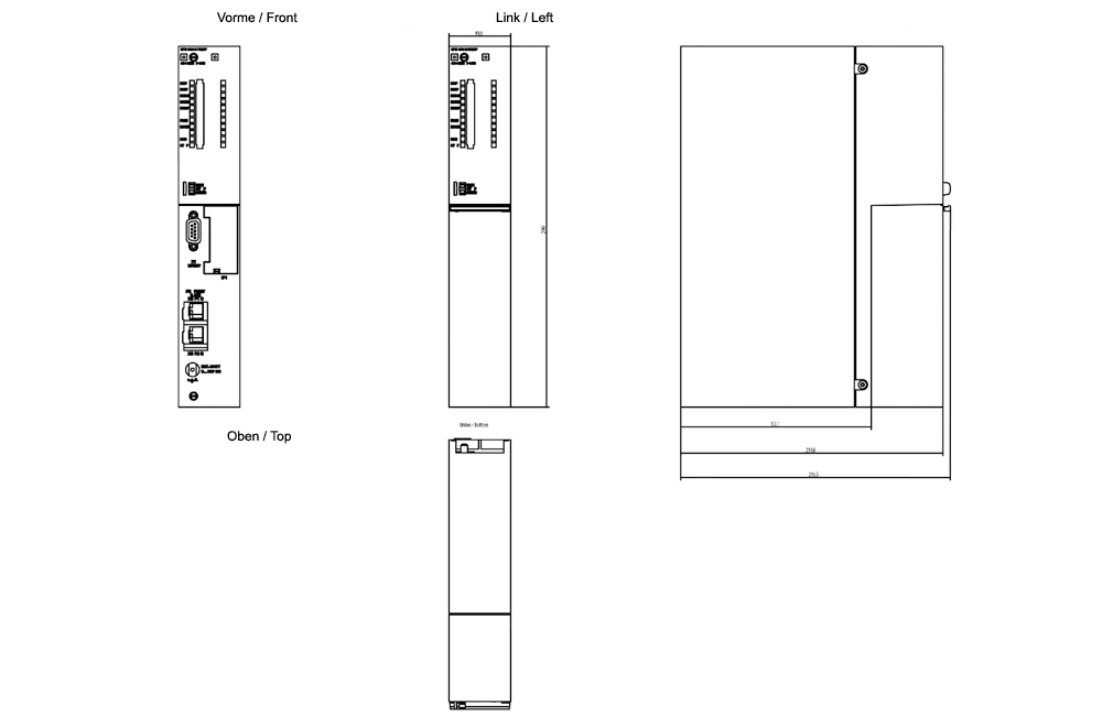 Kích thước Siemens Simatic 6ES7414-3EM07-0AB0 : Bộ xử lý trung tâm CPU 414-3 PN/DP Simatics S7-400