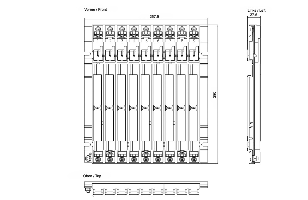 Kích thước Siemens Simatic 6ES7400-1JA11-0AA0 : Thanh đế cắm Aluminium UR2 Simatics S7-400