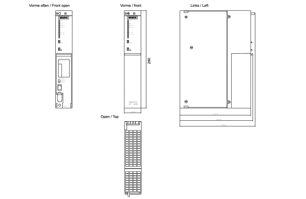 Kích thước Siemens Simatic 6ES7405-0KA02-0AA0 : Bộ nguồn PS405 Simatics S7-400