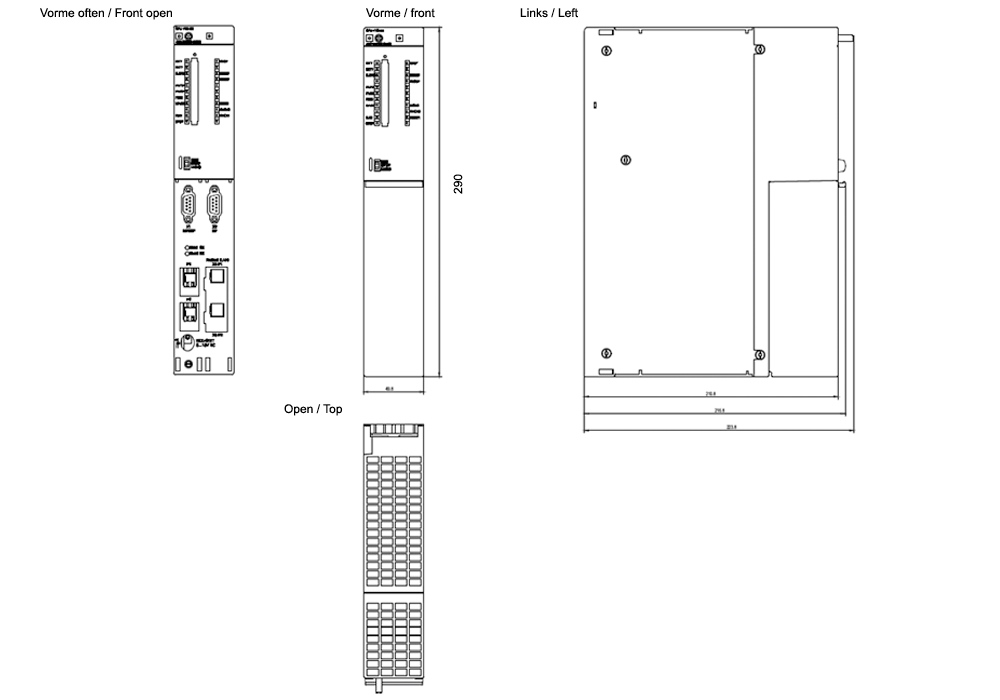 Kích thước Siemens Simatic 6ES7416-5HS06-0AB0 : Bộ xử lý trung tâm CPU 416-5H Simatics S7-400H