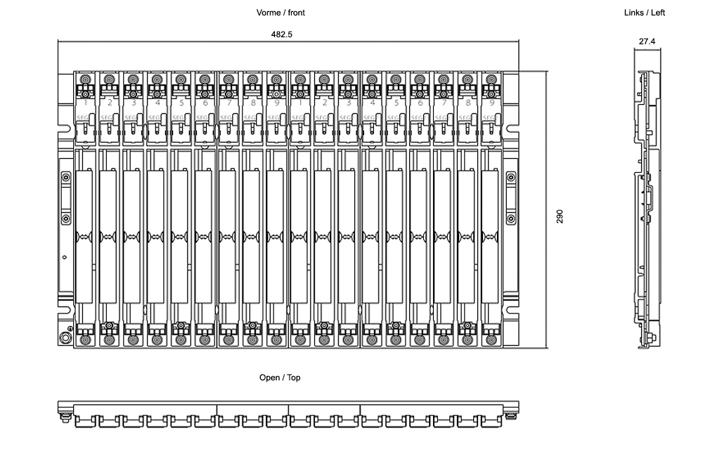 Kích thước Siemens Simatic 6ES7400-2JA00-0AA0 : Thanh đế cắm UR2-H Simatics S7-400H