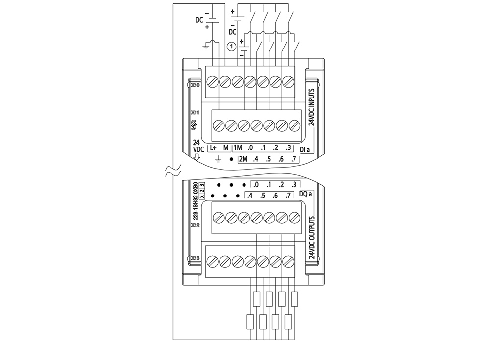 Cách đấu nối Siemens Simatic 6ES7223-1PH32-0XB0 : Mô đun SM 1223 Simatics S7-1200