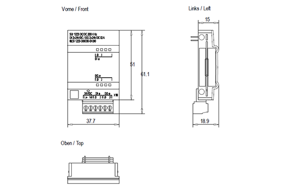 Kích thước Siemens Simatic 6ES7223-1QH32-0XB0 : Mô đun SM 1223 Simatics S7-1200